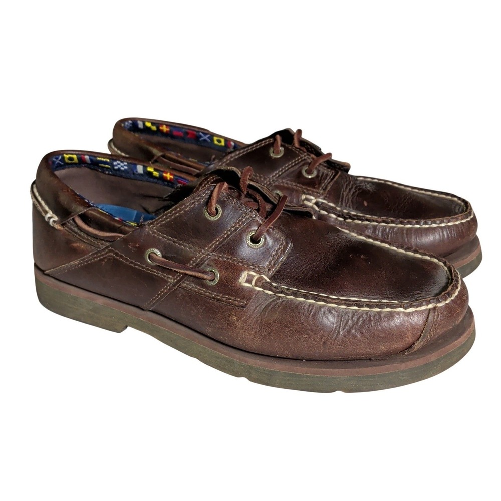 Timberland Echo Bay Boat Shoes Mens Size 10M Brown Two Eye Moc Toe Preppy